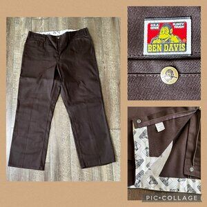 Ben Davis Brown Pants Mens 42x31  Wide Leg Baggy Skater Crispy Vintage 90s USA